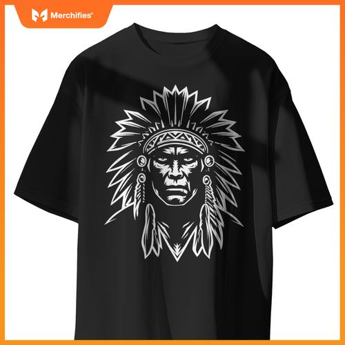 Native American Warrior Heritage Head Art T-Shirt
