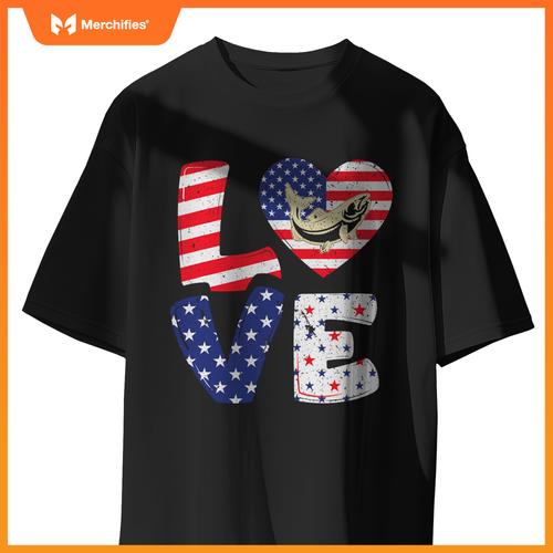 Patriotic american flag  salmon 4th of july T-Shirt