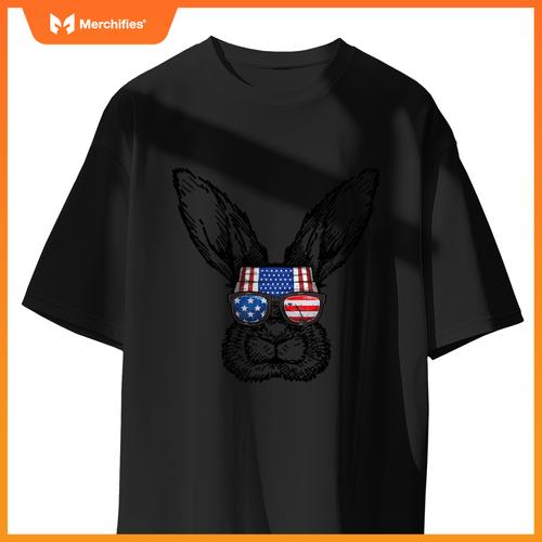 Patriotic bunny american flag usa  4th of july rabbit T-Shirt