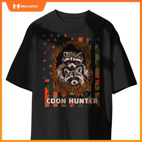 Patriotic coon hunter raccoon american flag T-Shirt