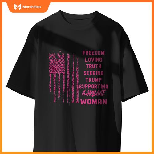 Patriotic garbage women  trump pink leopard american flag T-Shirt