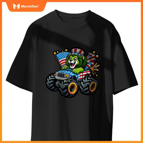 Patriotic Lion 4Th July Monster Truck American T-Shirt