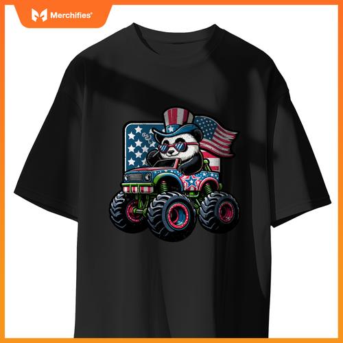 Patriotic panda 4th july monster truck american T-Shirt