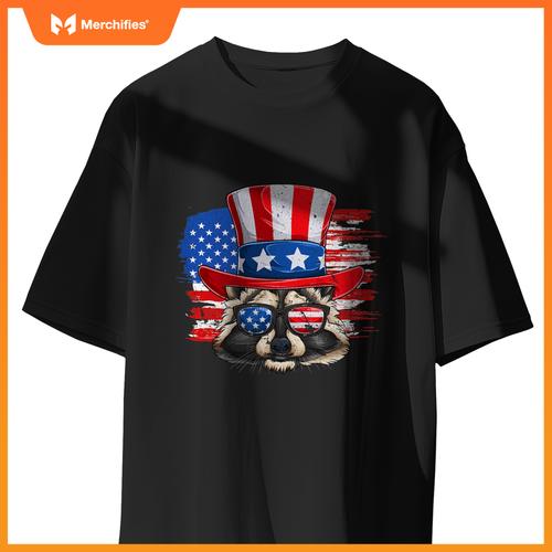 Patriotic raccoon  4th of july trash panda usa flag T-Shirt