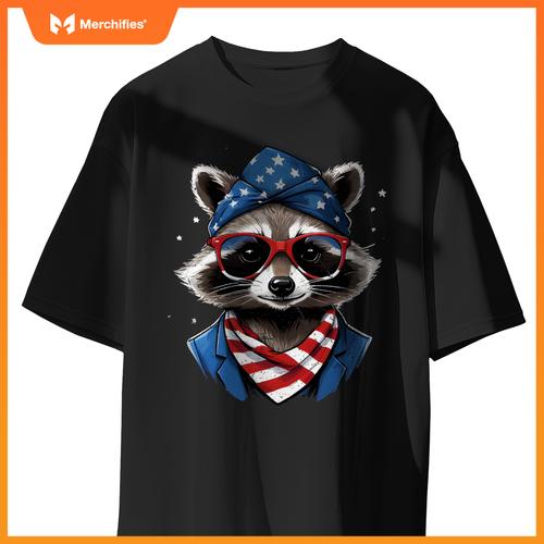Patriotic raccoon 4th of july american flag trash panda T-Shirt