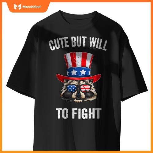 Patriotic raccoon american flag usa 4th of july women kids T-Shirt