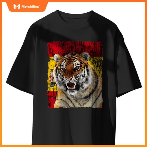Patriotic tiger spain flag - distressed flag roaring tiger T-Shirt