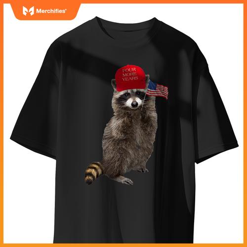 Patriotic trump raccoon with usa flag  2020 election T-Shirt