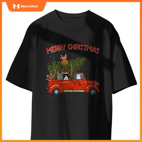 Rabbit Xmas Red Pickup Truck T-Shirt