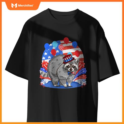 Raccoon 4th of july patriotic american flag T-Shirt