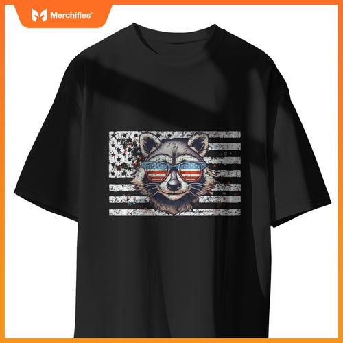 Raccoon 4th of july sunglasses patriotic usa flag T-Shirt