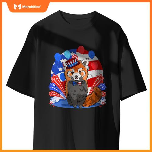 Red panda merica 4th of july american flag patriotic T-Shirt