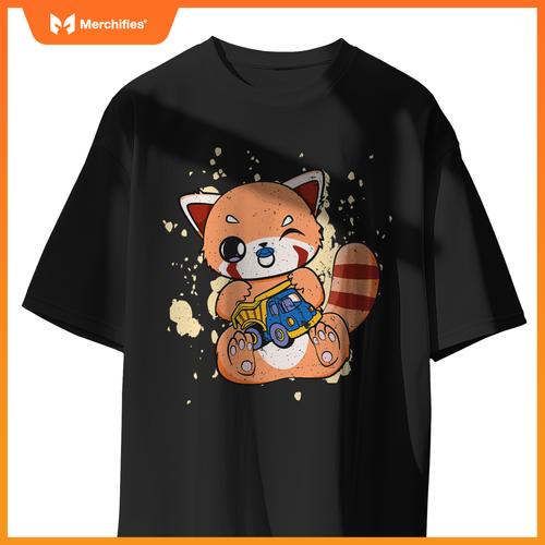 Red Panda With Toy Truck Cute Chibi Anime Otaku T-Shirt