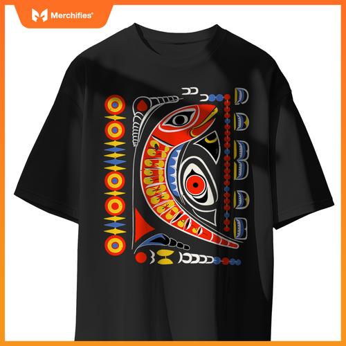 Salmon In Native American Salish Coast Style T-Shirt