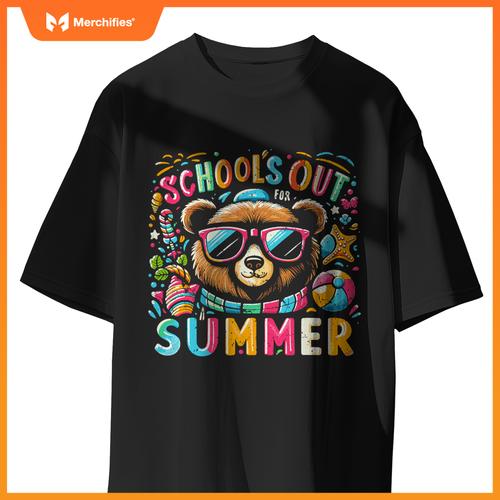 Schools out  summer teacher kid girls boys bear