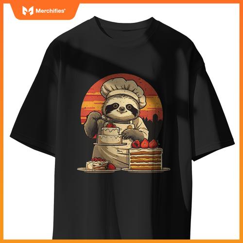 Sleepy Men And Women Sloth Pastry Chef T-Shirt