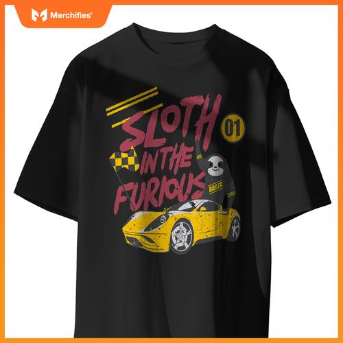Sloth And  Furious Sloth In A Race Car T-Shirt