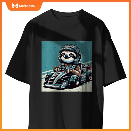 Sloth Loves Racing Motor Race Kids Boys Girls Car Race Sloth T-Shirt
