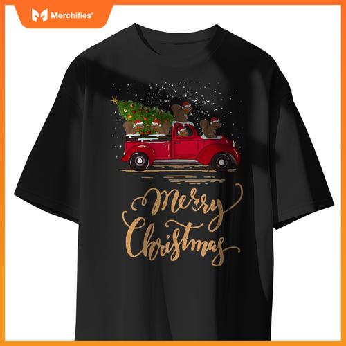 Squirrel Driving Christmas Tree Truck Squirrel Christmas T-Shirt
