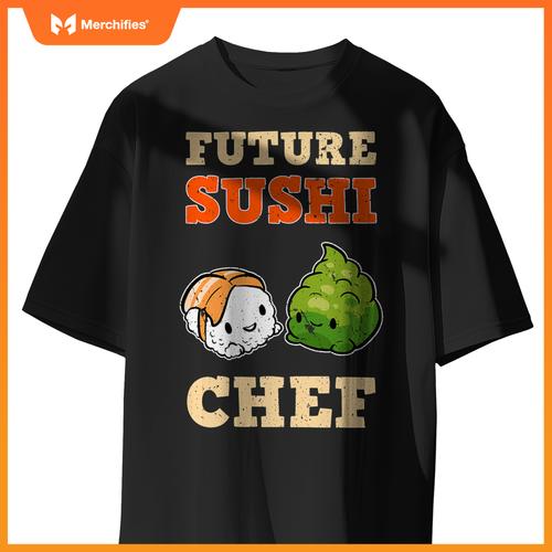 Sushi Chef Cook Salmon Maki Anime Figure Japanese Manga T-Shirt