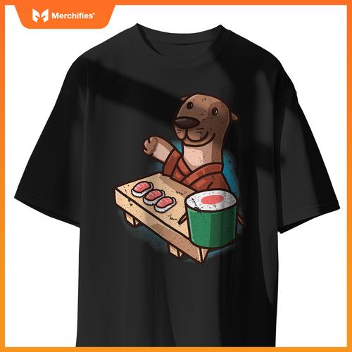 Sushi Otter Chef Cartoon Animals Japanese Food Sushi Fan T-Shirt