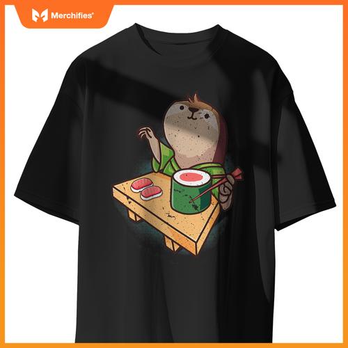 Sushi Sloth Chef Cartoon Animals Japanese Food Sushi Fan T-Shirt
