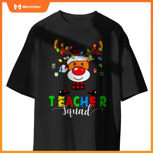 Teacher squad  christmas lights xmas reindeer santa hat
