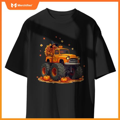 Thanksgiving Monster Truck Turkey Kids T-Shirt