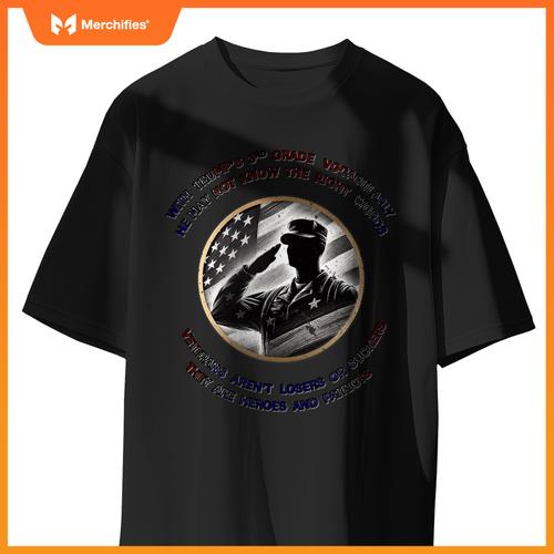 Veterans are heroes, not losers-anti-trump patriotic design T-Shirt