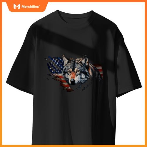 Wolf american flag usa  4th of july patriotic wolf T-Shirt