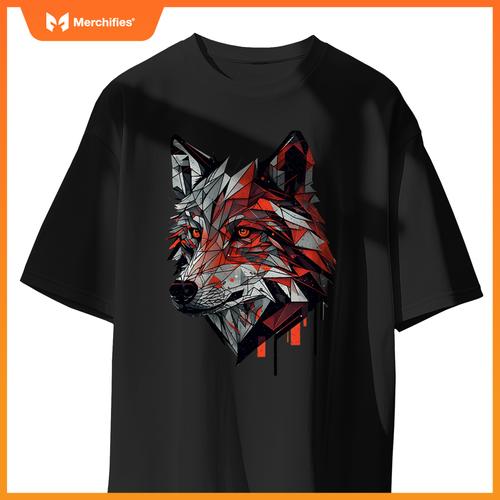Wolf Head Animal Geometric Stylized Graphic Dog Minimal T-Shirt