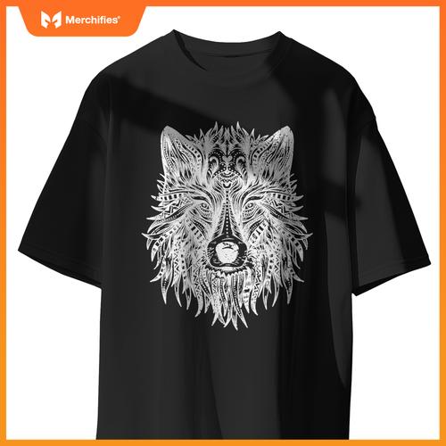 Wolf Head Mandala Pattern  Dogs Lovers And Wolf Fans T-Shirt