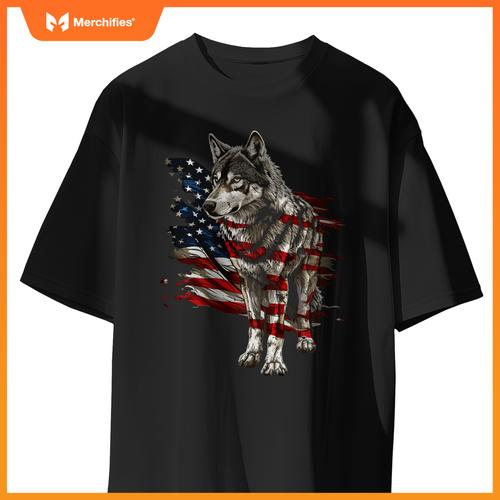 Wolf out patriotic wolves 4th of july usa american flag sweat T-Shirt